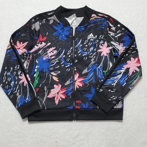 adidas Jacket Black with Floral Print Girls Size 14